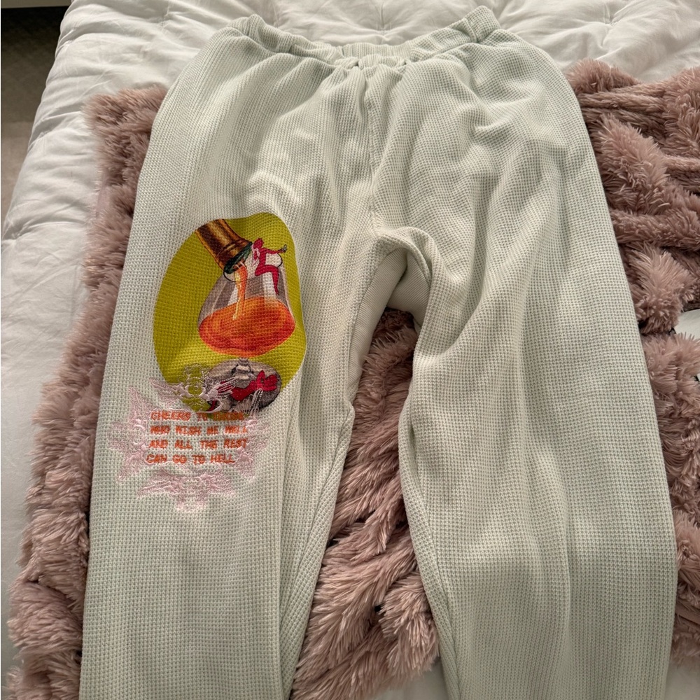 Boys Lie Green Waffle Knit Sweatpants